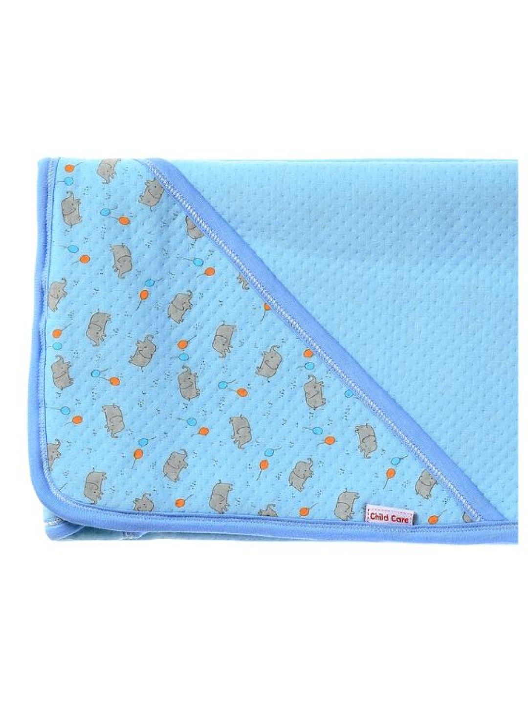 Child Care Hooded Blanket With Print (Blue) (elephant circle- Image 3)