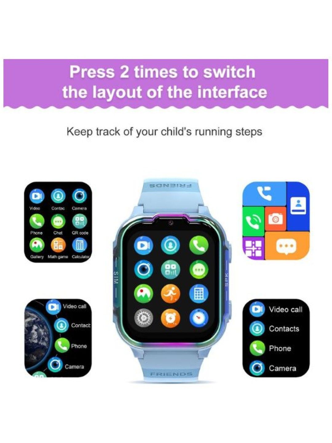 QT Hub NEW Kids Smartwatch (Blue- Image 2)