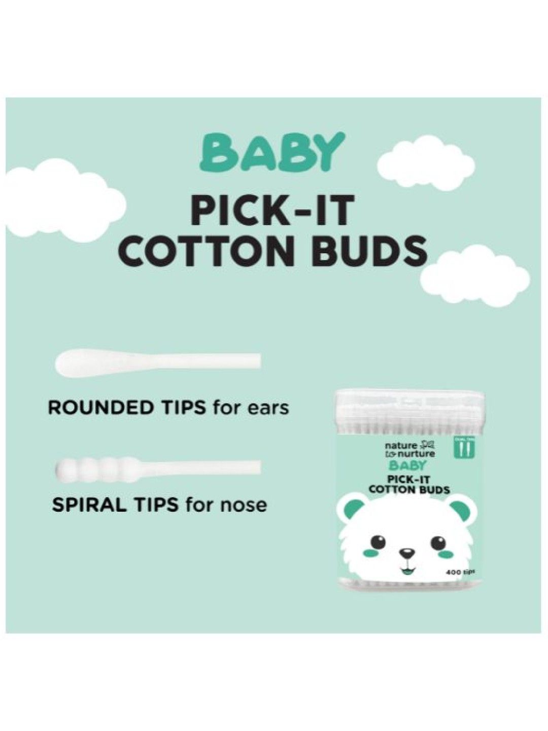 Nature to Nurture Baby Pick-It Cotton Buds (400 tips) (No Color- Image 2)