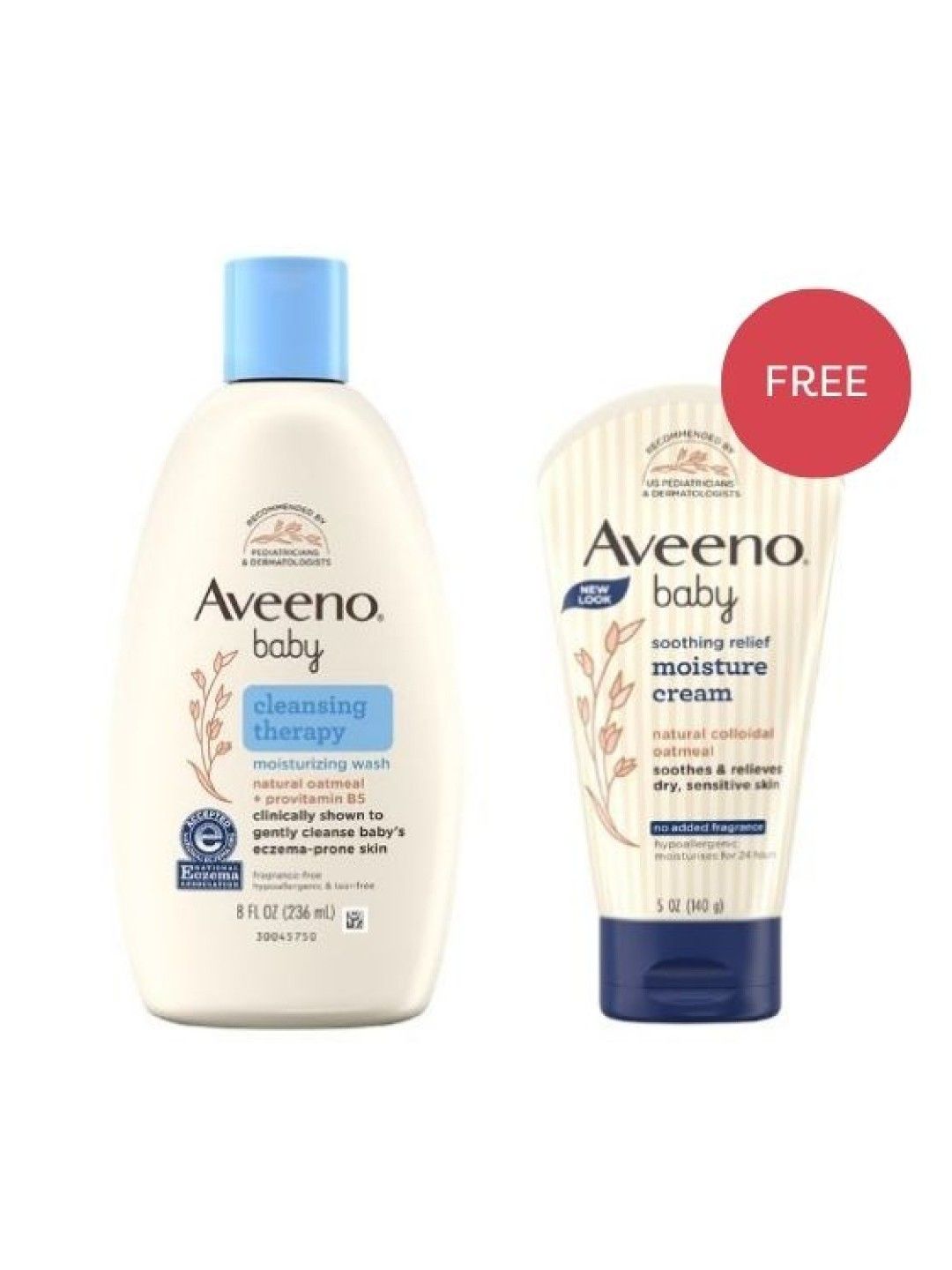 Aveeno Baby Cleansing Therapy Wash (236ml) with FREE Soothing Relief Cream  (140g)