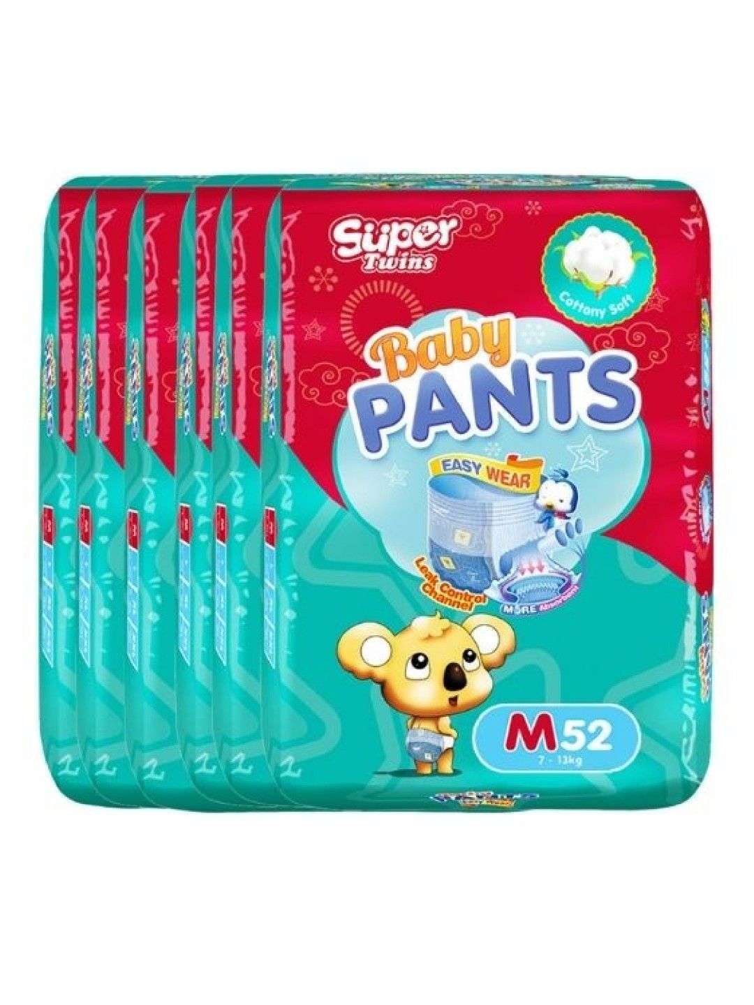 Super Twins Baby Diaper Pants Promo Medium 6 packs x 52pcs (312s) (No Color- Image 1)