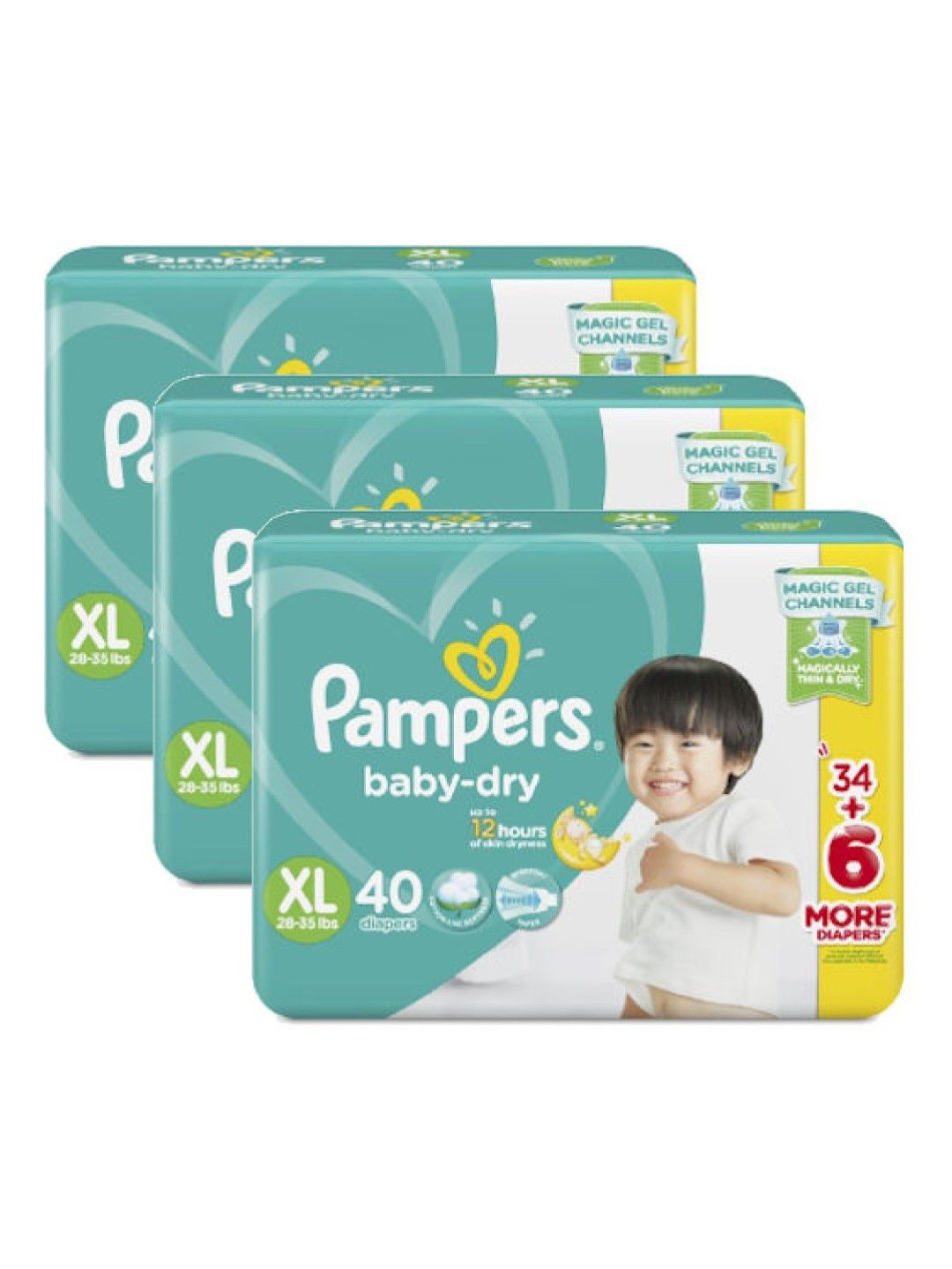 Pampers Baby Dry Taped XL 40s x 3 packs (120 pcs) (No Color- Image 1)