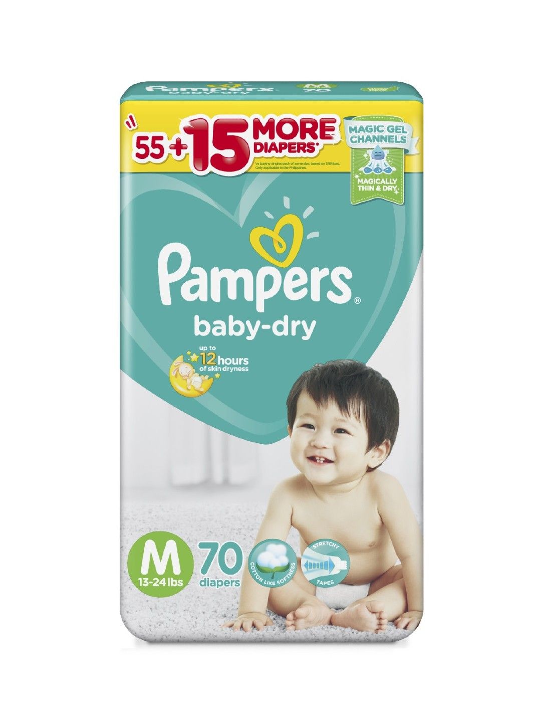 Pampers Baby Dry Taped Medium 70s x 1 pack (70 pcs)