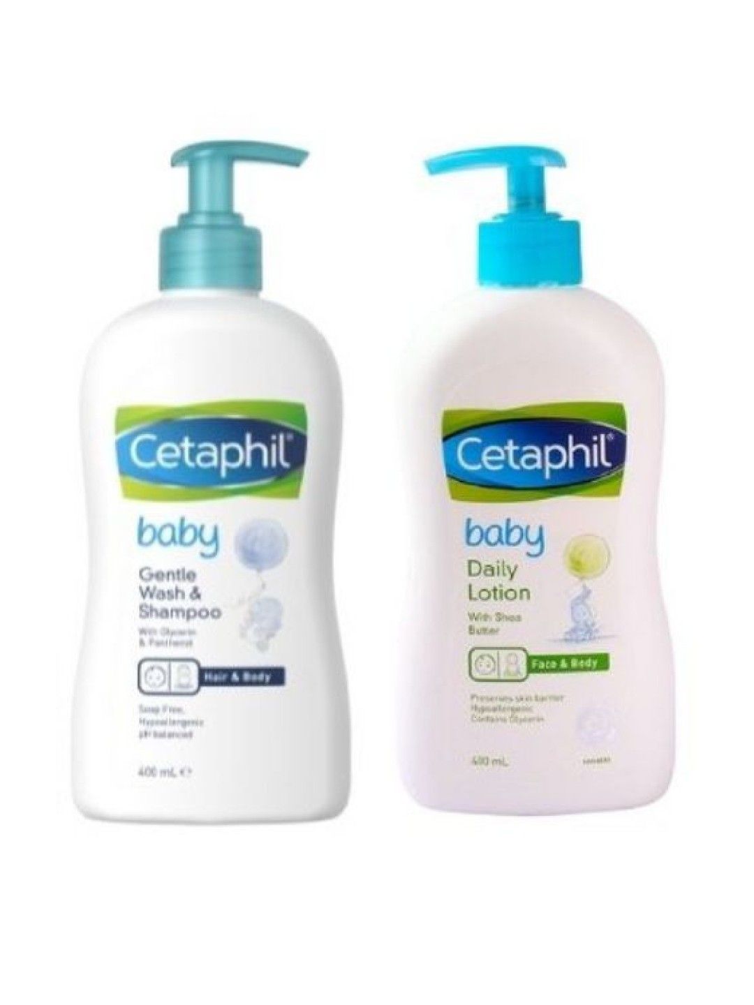 Cetaphil Baby Baby Gentle Wash Shampoo Pump (400ml) + Baby Daily Lotion (400ml)