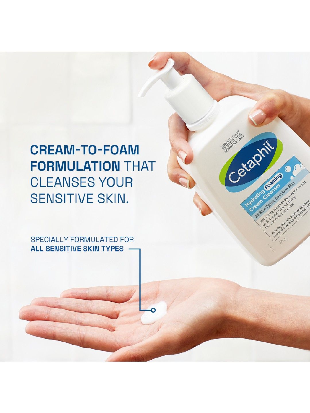 Cetaphil Hydrating Foaming Cream Cleanser (473ml) (No Color- Image 3)