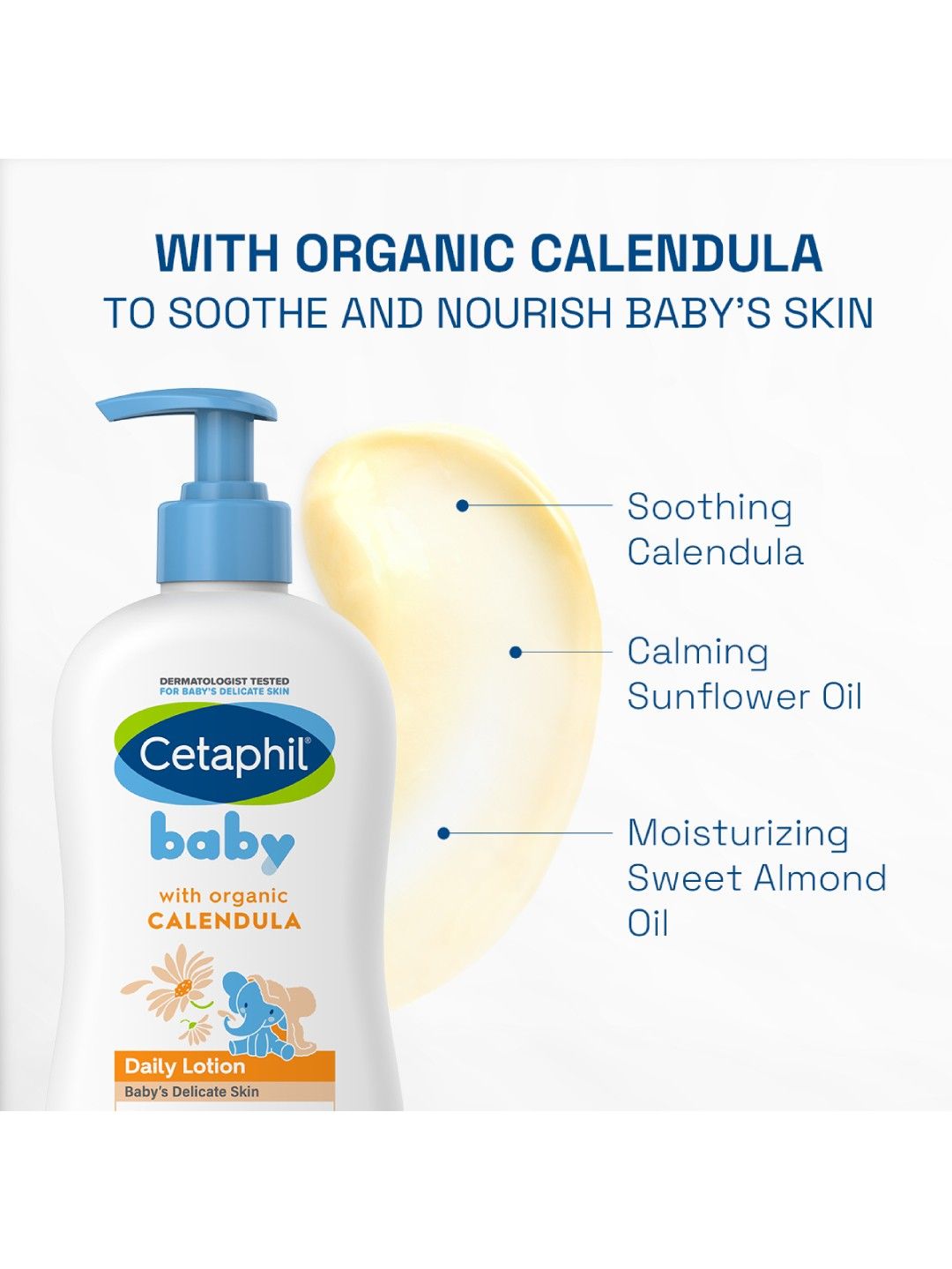 Cetaphil Baby Daily Lotion with Organic Calendula - 400ml (No Color- Image 3)