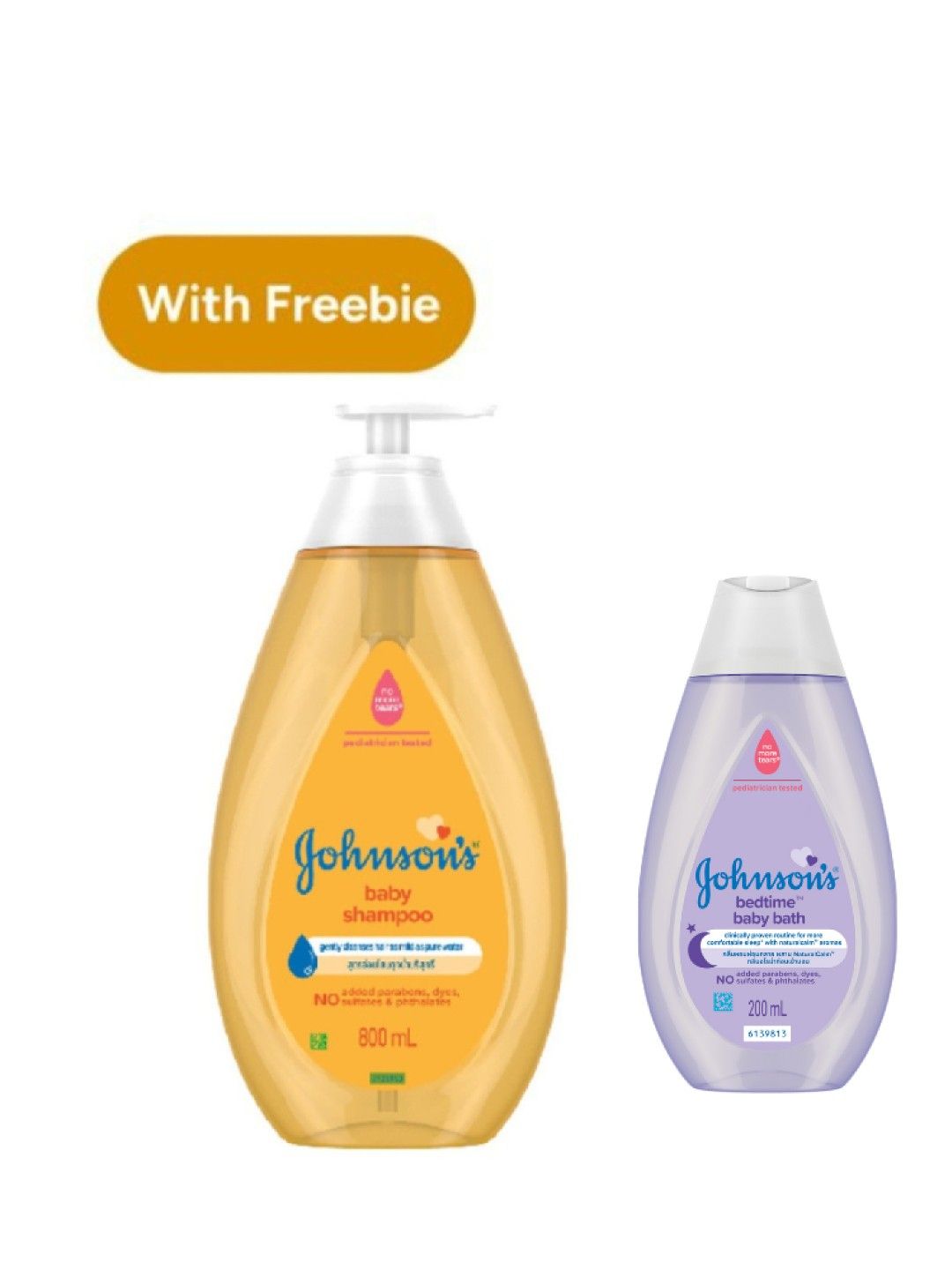 Johnson's Baby Shampoo (800ml) with FREE Bedtime Baby Bath 200ml