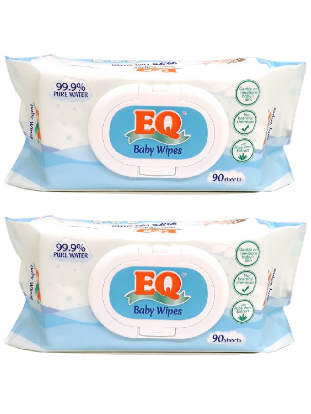 EQ Diapers and Wipes Baby Wipes 9.9% Pure Water 2-Pack (180 pcs)