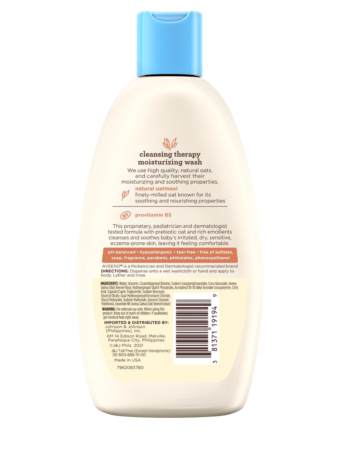 Aveeno Baby Cleansing Therapy Moisturizing Wash (236ml) (No Color- Image 2)