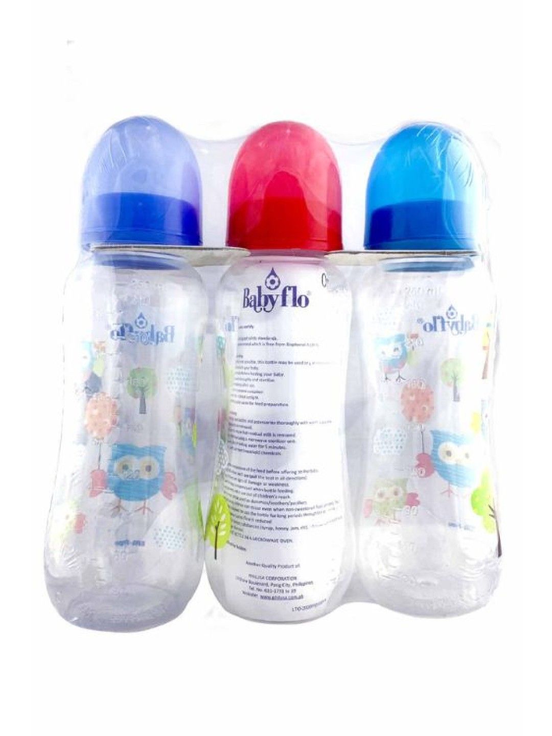 Babyflo Feeding Bottle Tri-Pack (8oz) (Light Blue-Red-Blue- Image 2)