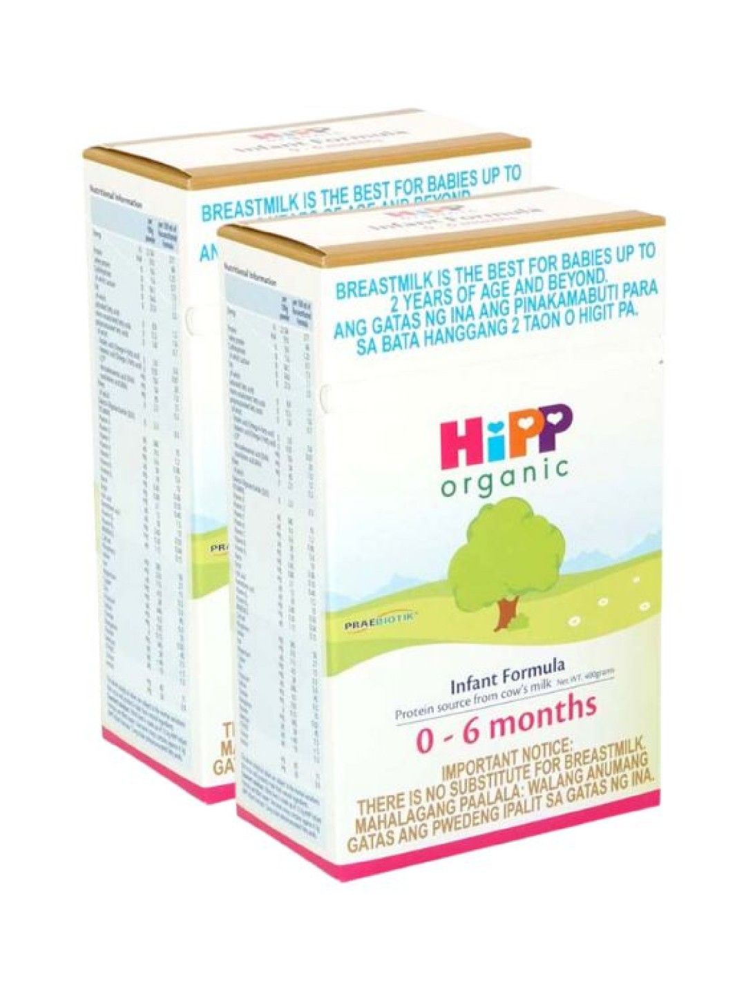 HiPP Organic Bag-in-Boxes Infant Formula 0-6 Months (400g) Bundle of 2