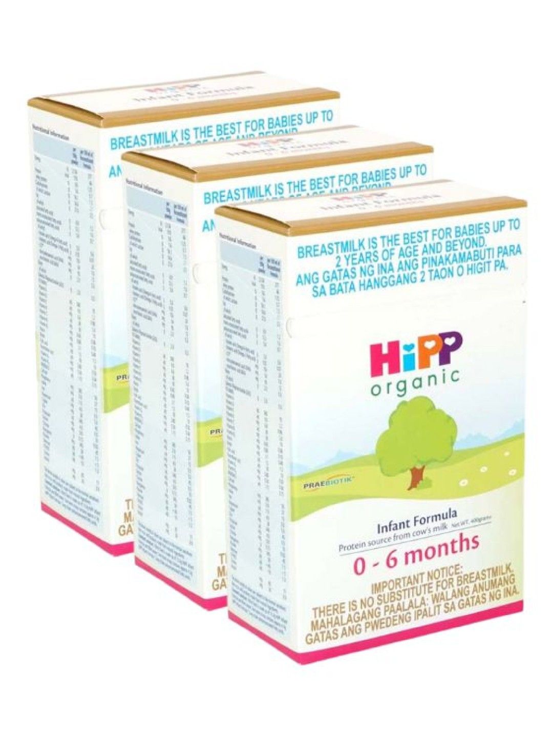 HiPP Organic Bag-in-Boxes Infant Formula 0-6 Months (400g) Bundle of 3