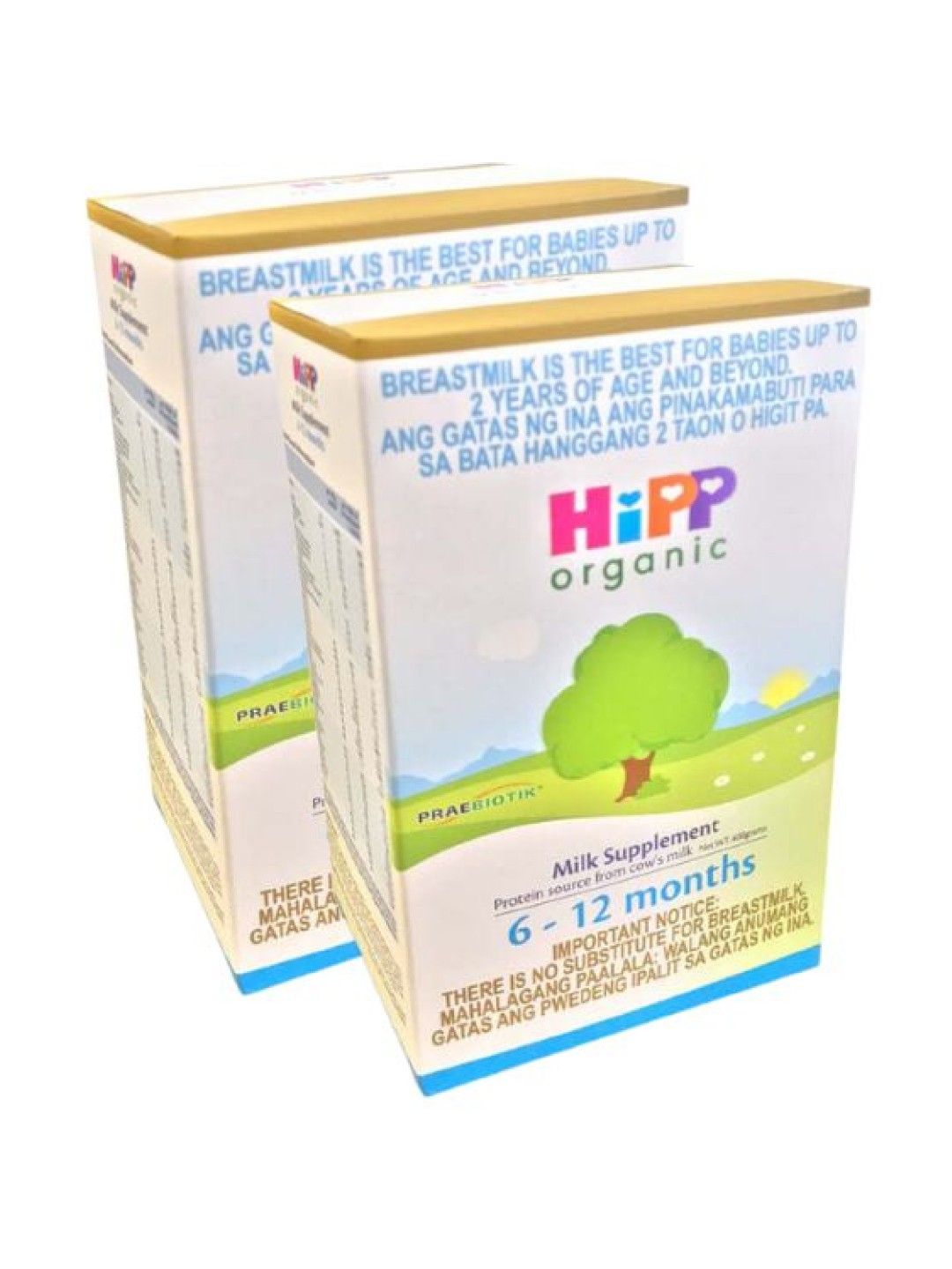 HiPP Organic Bag-in-Boxes Milk Supplement 6-12 Months (400g) Bundle of 2