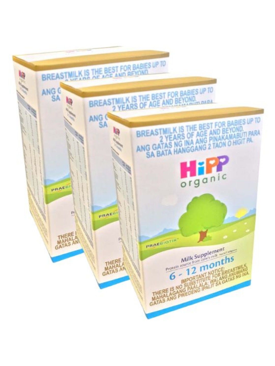 HiPP Organic Bag-in-Boxes Milk Supplement 6-12 Months (400g) Bundle of 3