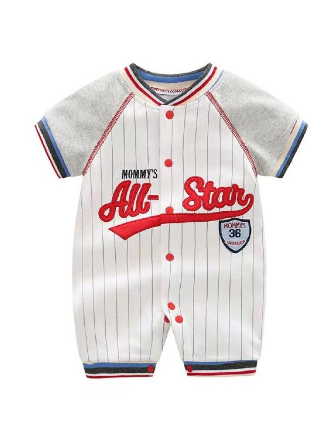 Cottonkind Baseball Allstar Romper (Gray- Image 1)