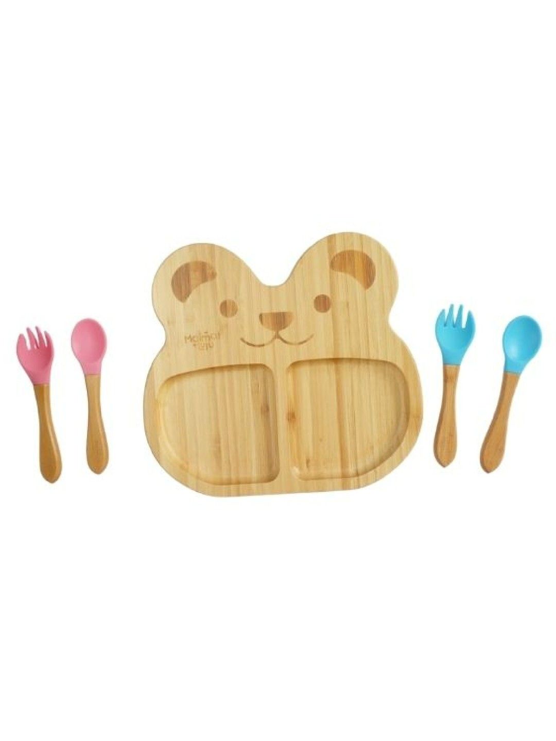 Matmat + Lulu Bear Premium Bamboo Plate (with Spoon and Fork)