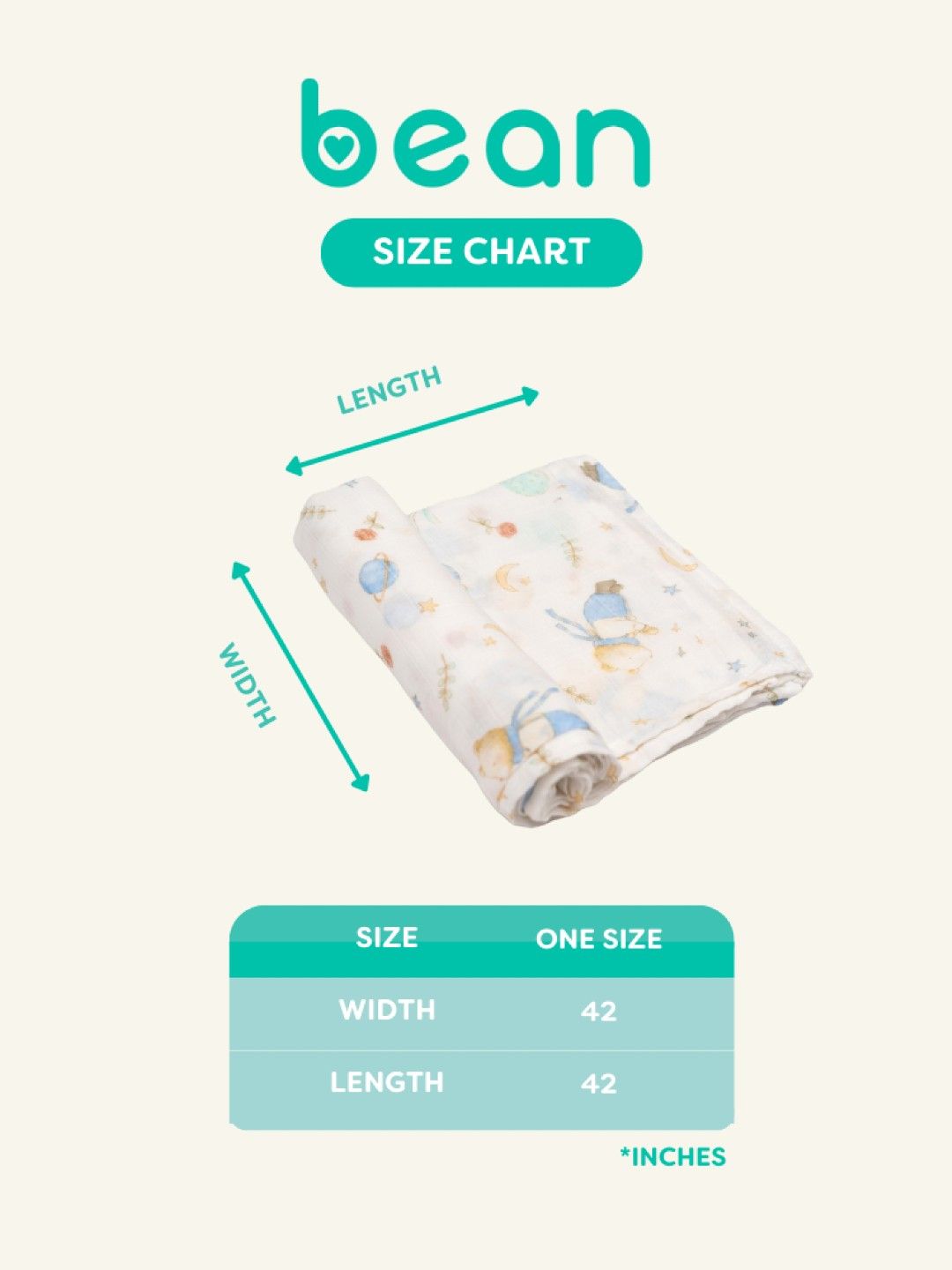 bean fashion Bamboo Muslin Swaddles Bear (No Color- Image 4)