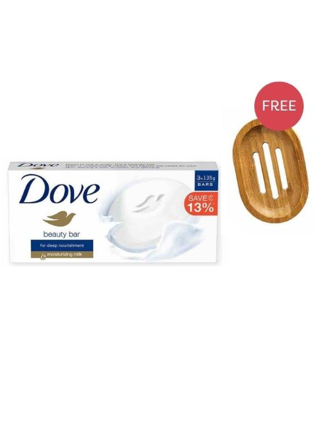 Dove Beauty Bar Regular (135g) + Free Soap Dish (No Color- Image 1)