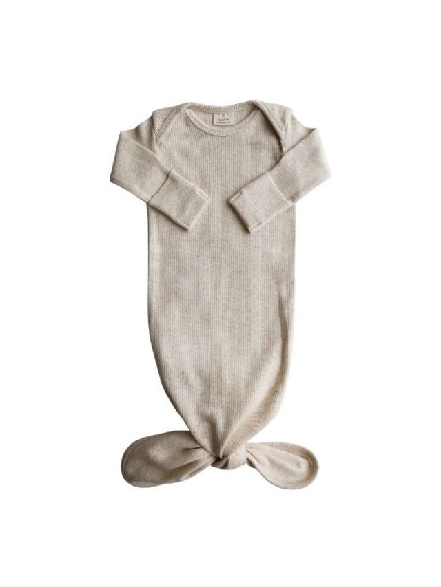 Mushie Ribbed Knotted Baby Gown edamama