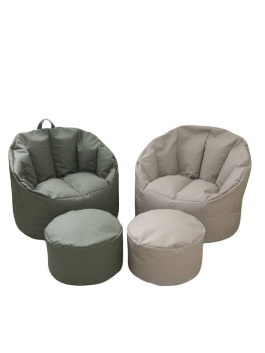 QT Hub Little Bean Bag Chair + Stool Set (Beluga Gray- Image 1)