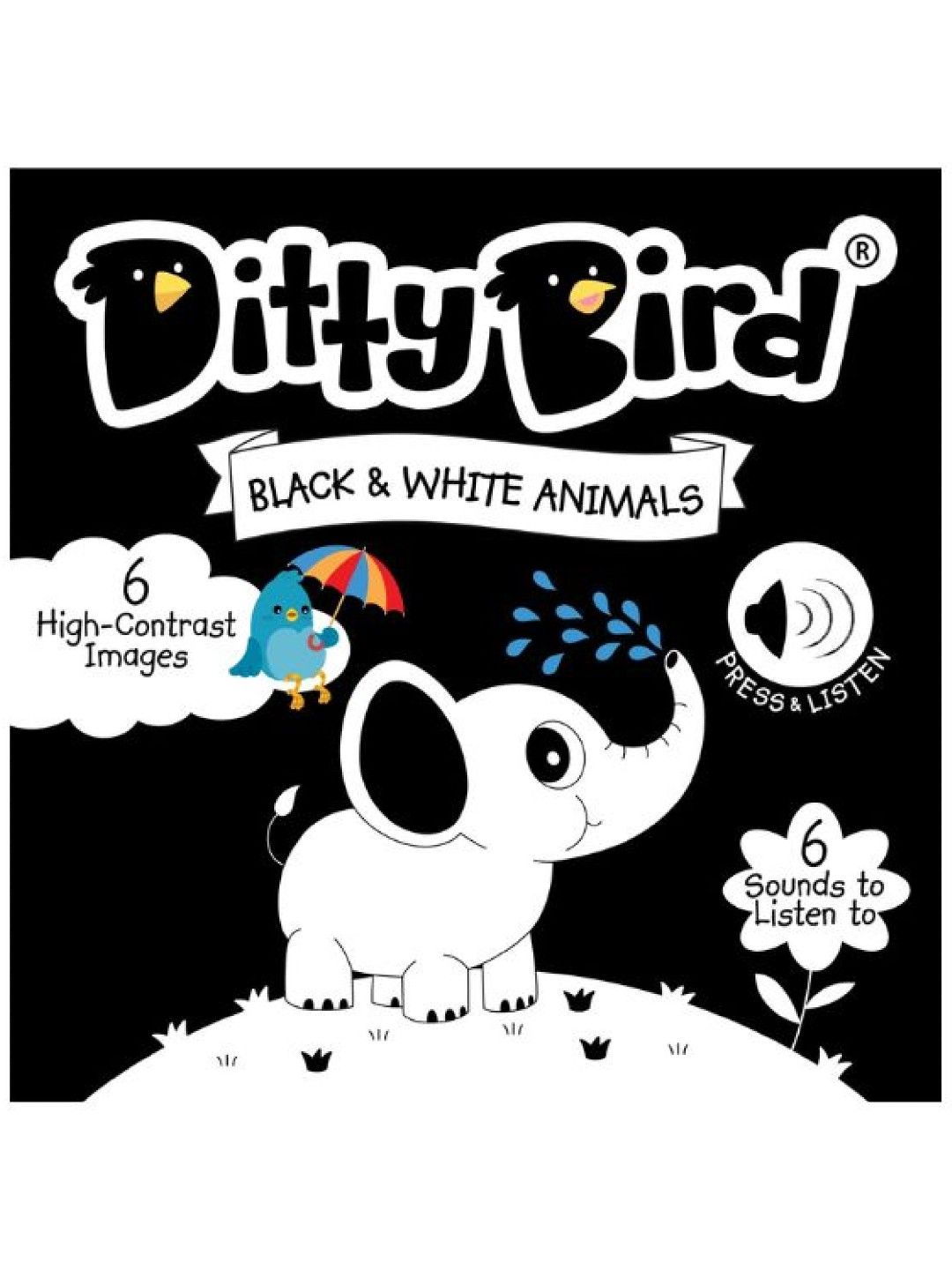Ditty Bird Musical Book - Black & White Animals