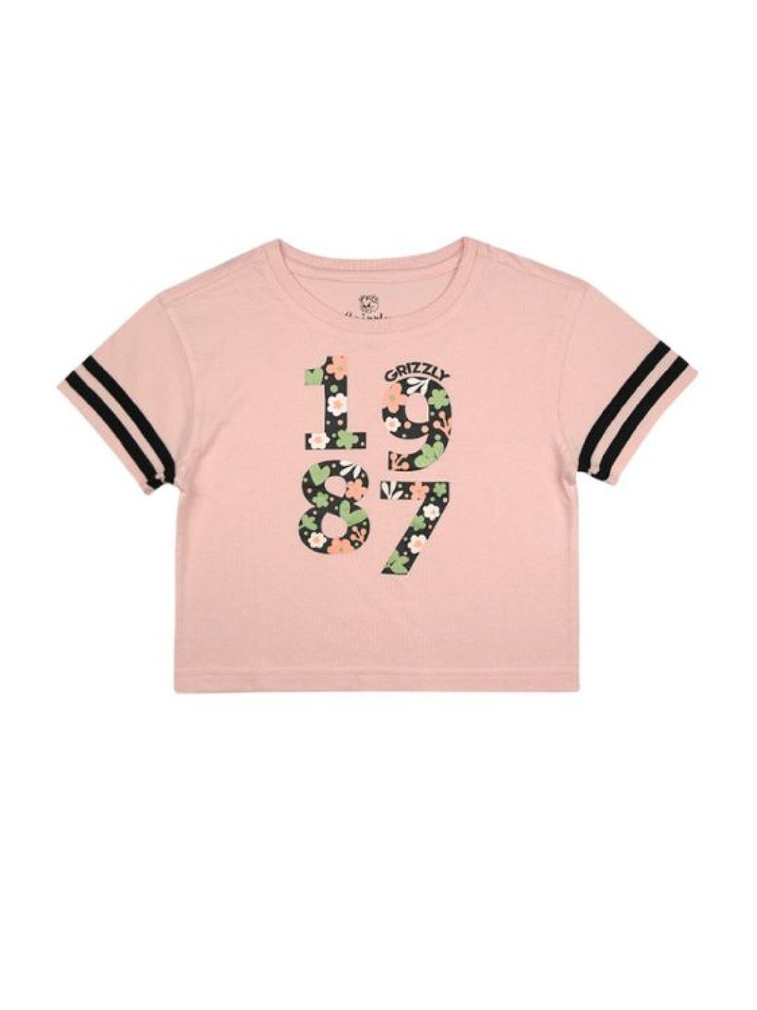 Grizzly Toddler Girls Shortsleeve Crop top and Short Set (Black- Image 2)