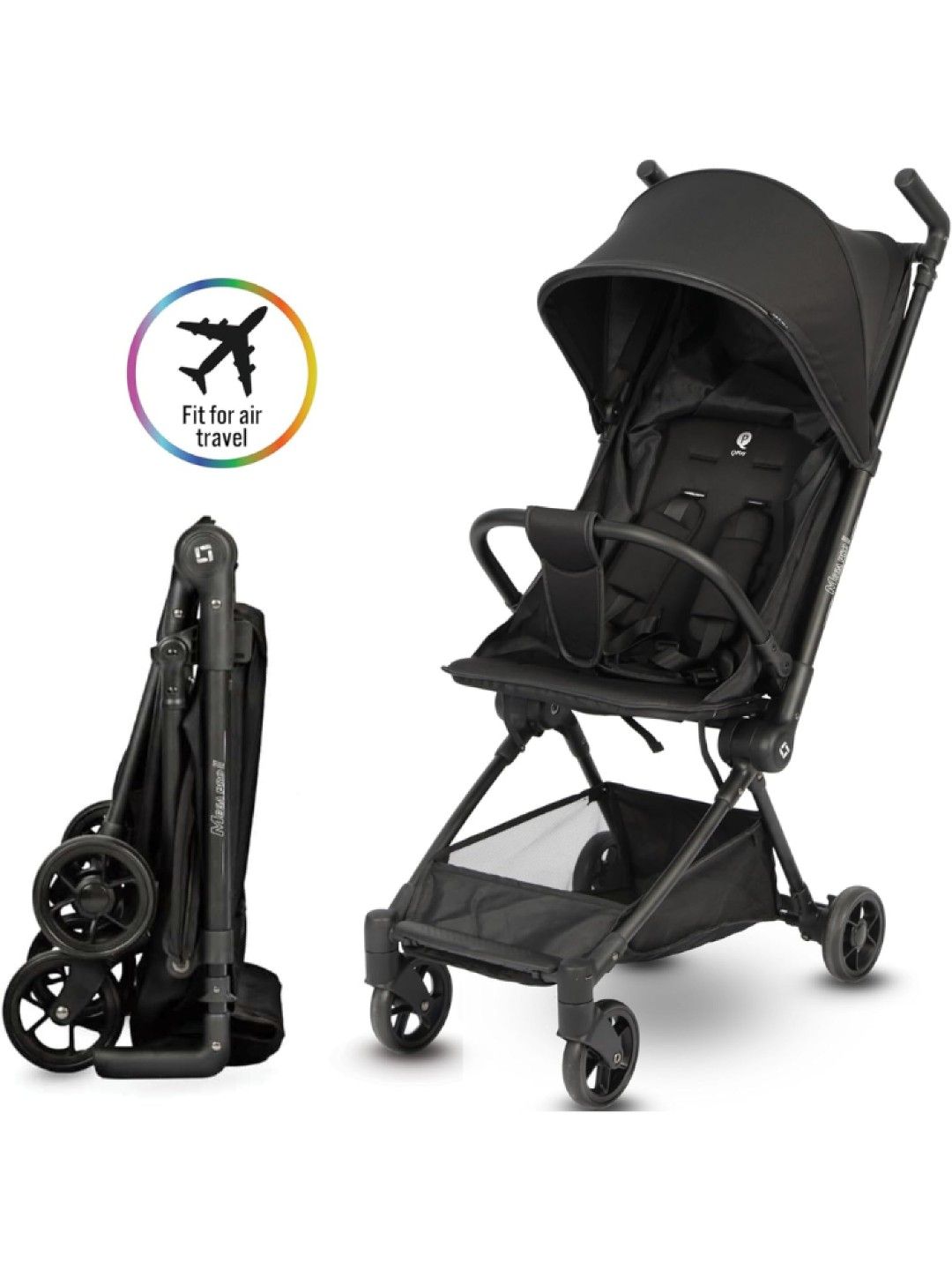 QPlay Megapro Ultra-light Travel Stroller (Black- Image 2)