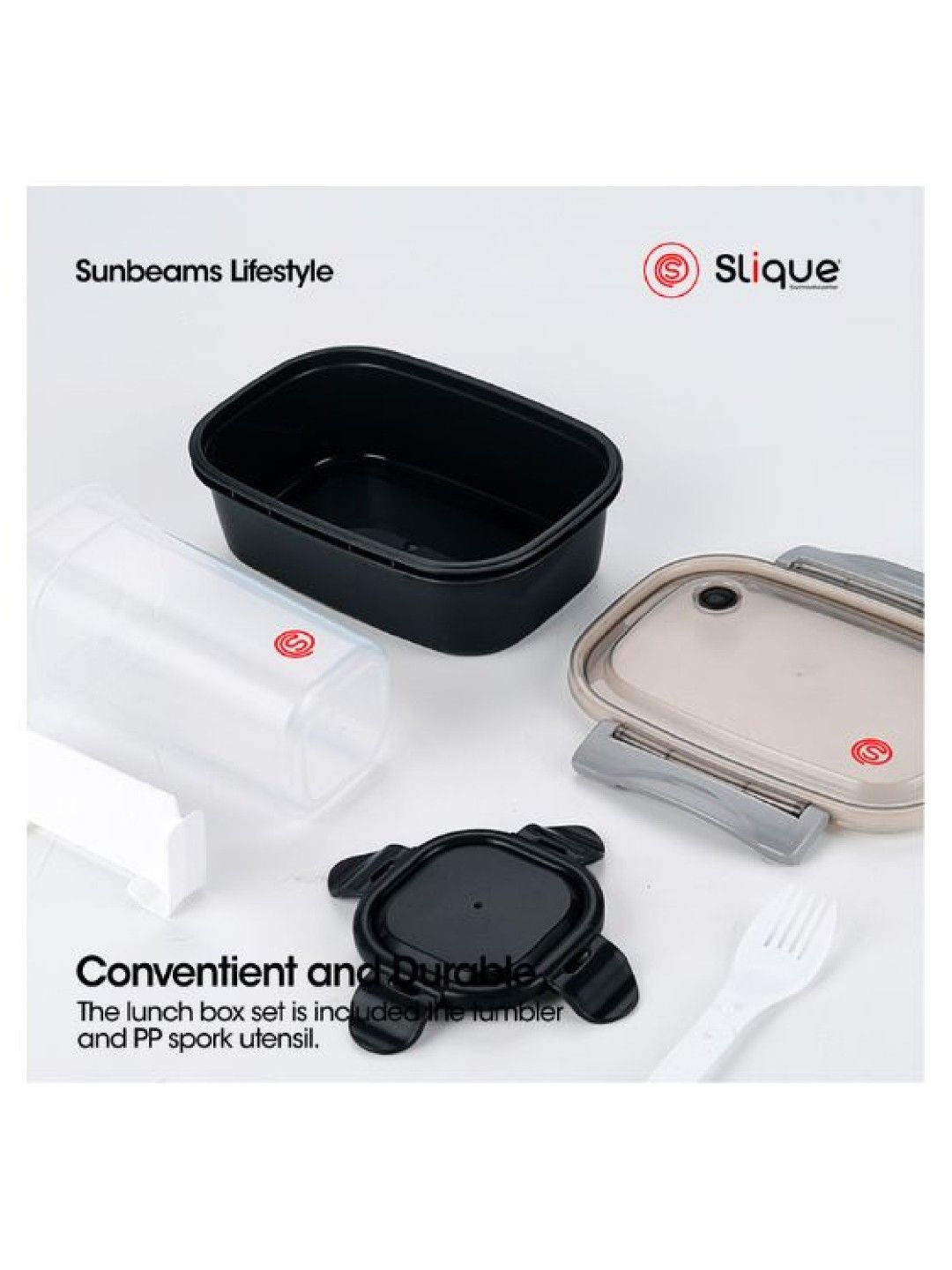 Sunbeams Lifestyle Slique Lunch Box 700ml & Tumbler 500ml (Set of 2) (Black- Image 3)