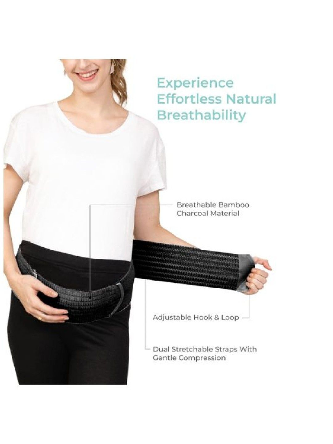 MOOIMOM Bamboo Maternity Support Belt (Black- Image 4)