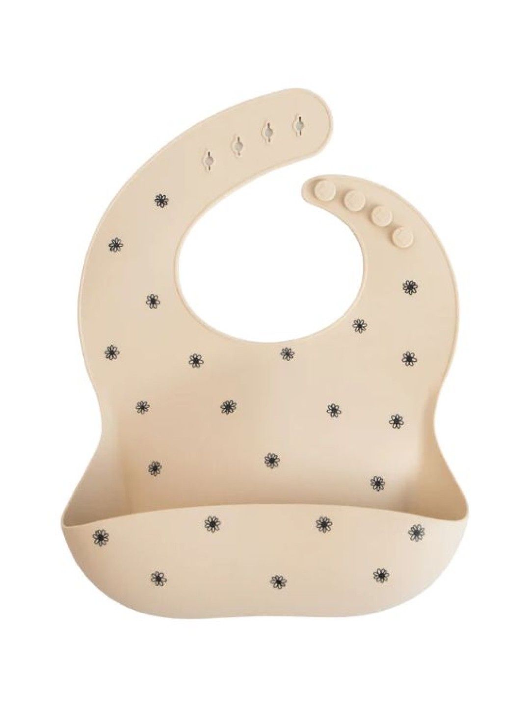 Mushie Silicone Baby Bib (Black Daisy- Image 1)