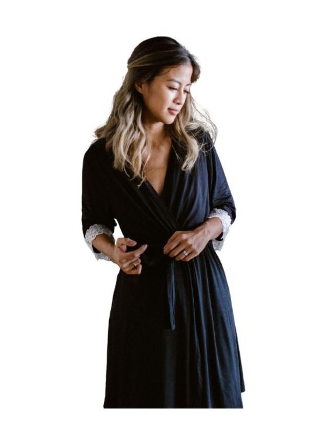 Linen & Homes Amanda Lace Bamboo Robe