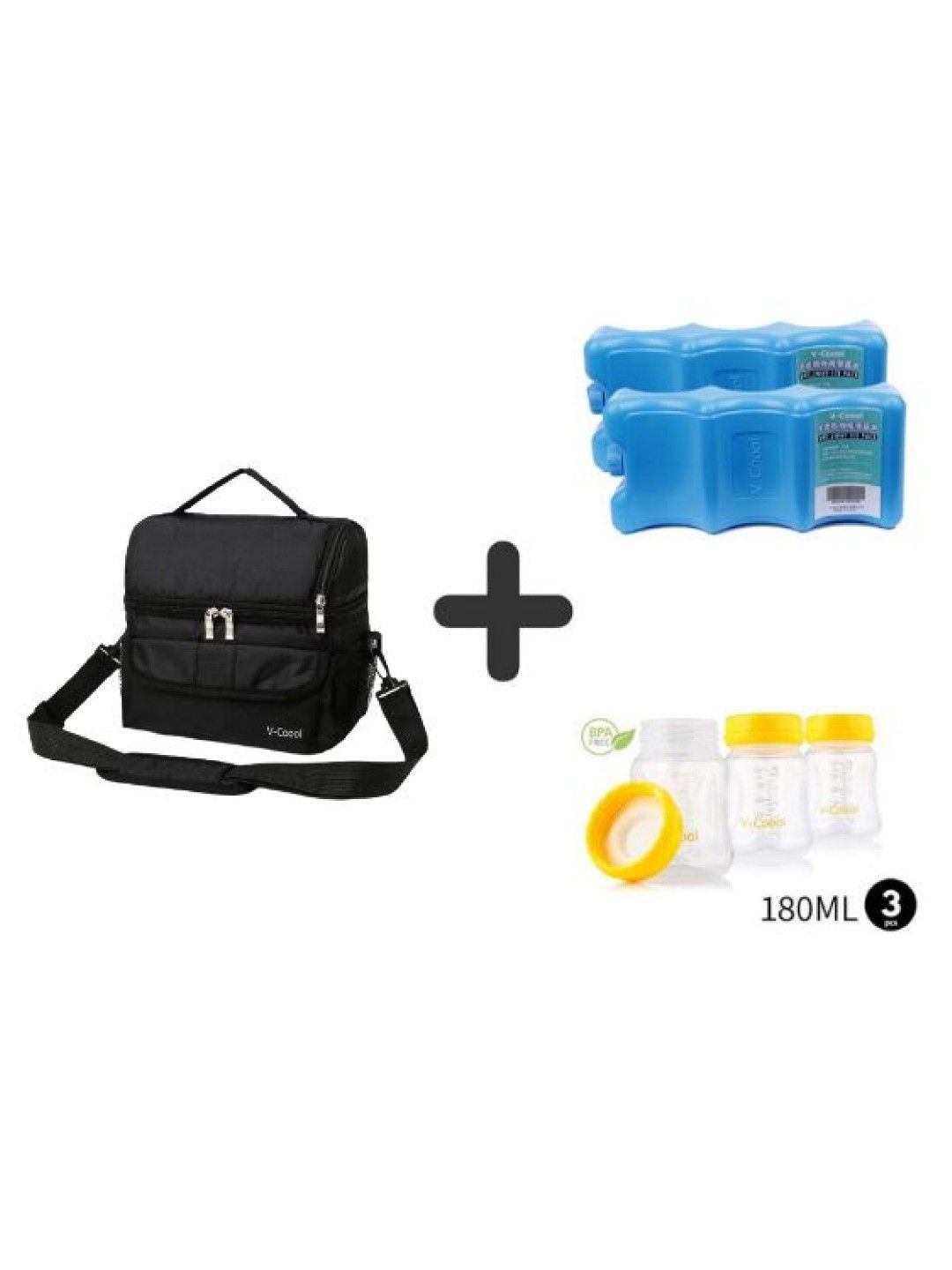 V-coool Thermal Cooler Tote Insulated Bag with Ice Bricks & Bottles