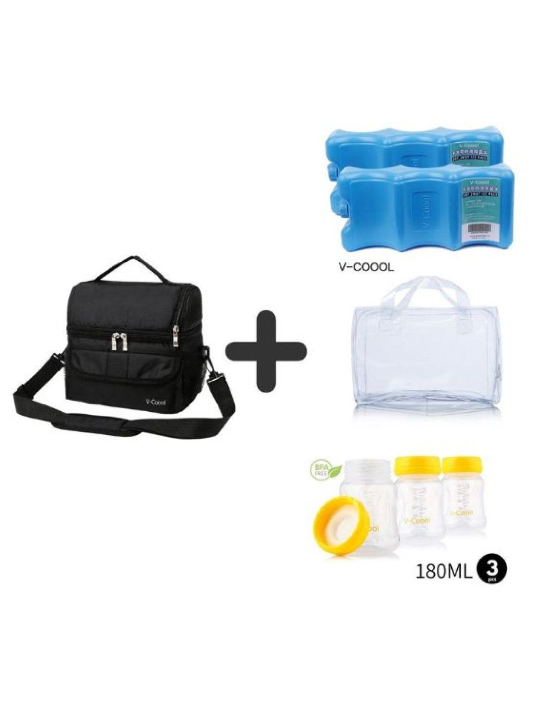 V-coool Thermal Cooler Tote Insulated Bag with Ice Bricks, Bottles & PVC Bag