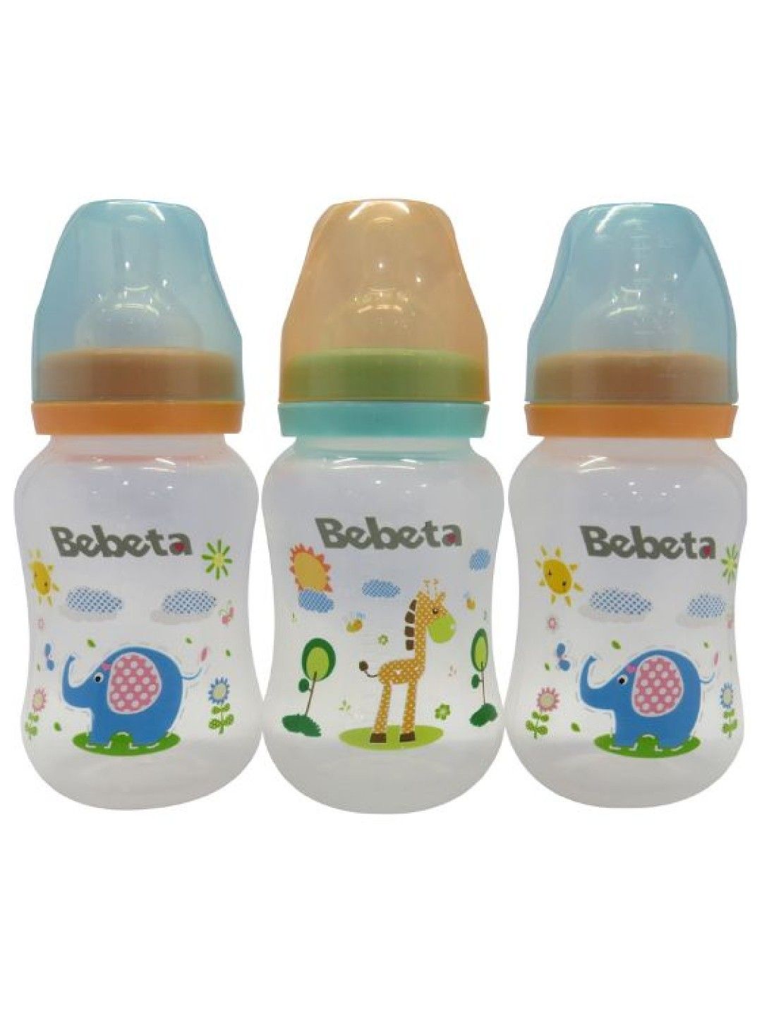 Bebeta Feeding Bottle with New Measurement Hood & silicone Nipple Wide Neck(9oz) - 3pcs (Blue- Image 2)