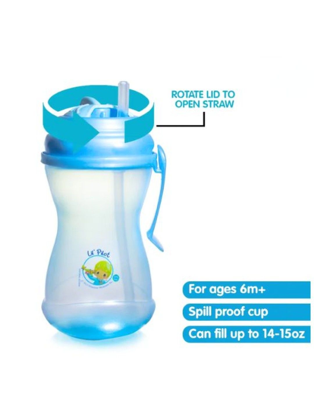 Precious Moments Pearlized Spill-Proof Straw Cup (15oz) (Blue- Image 2)