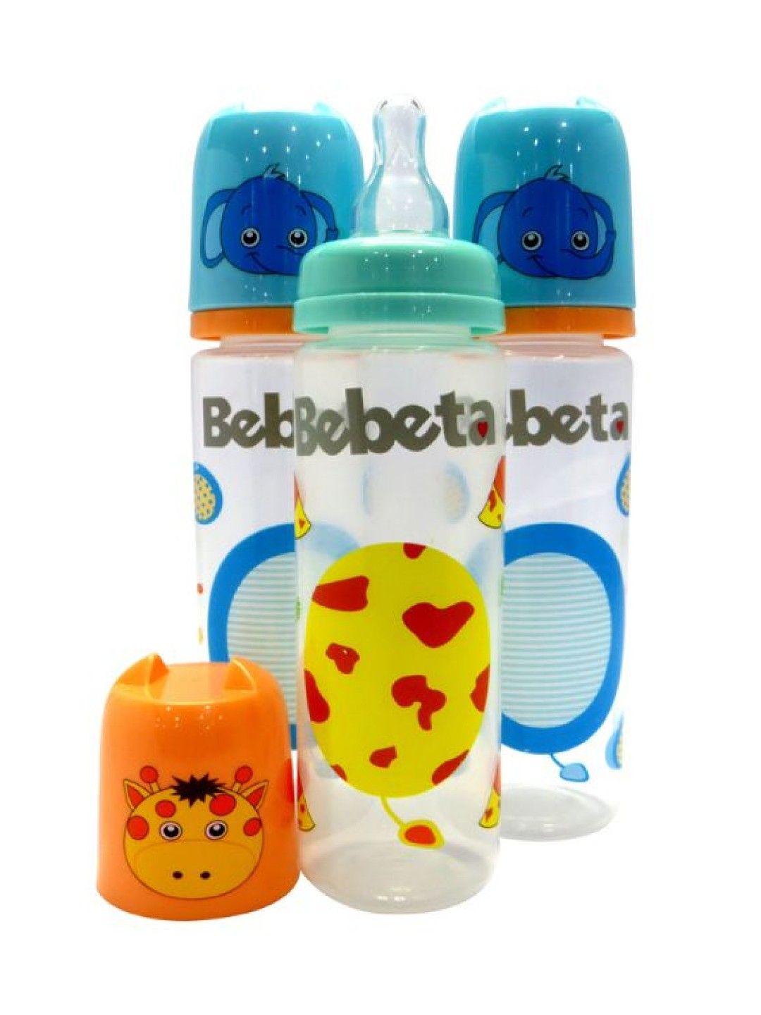 Bebeta Feeding Bottle with Character Hood & Silicone Nipple Reg Neck (9oz) - 3 pcs (Blue- Image 3)
