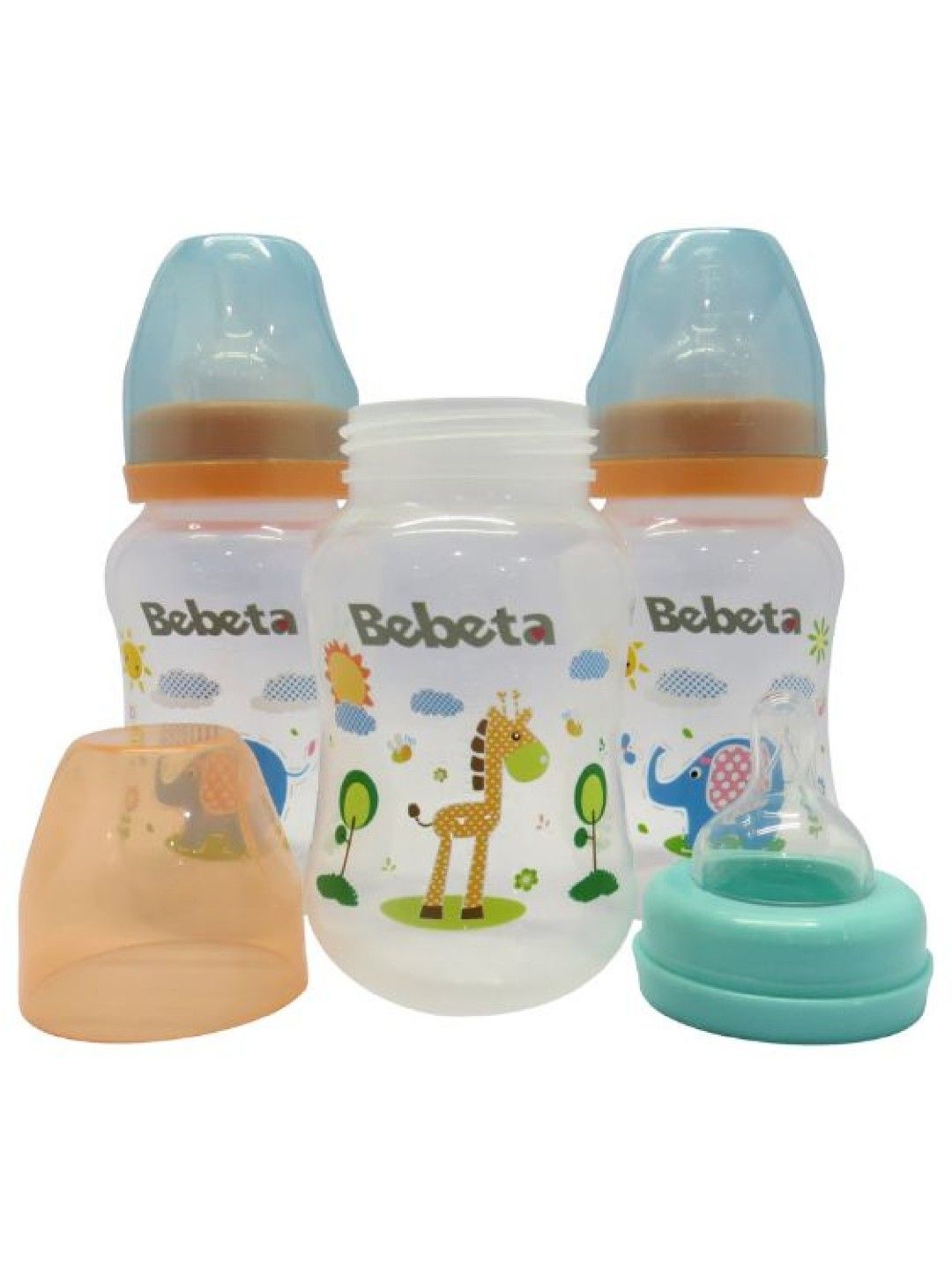 Bebeta Feeding Bottle with New Measurement Hood & silicone Nipple Wide Neck(9oz) - 3pcs (Blue- Image 3)
