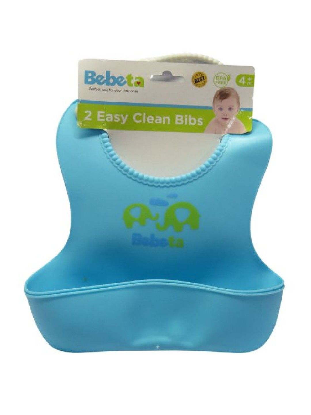 Bebeta Silicone Bib - Elephant Print (Blue- Image 4)
