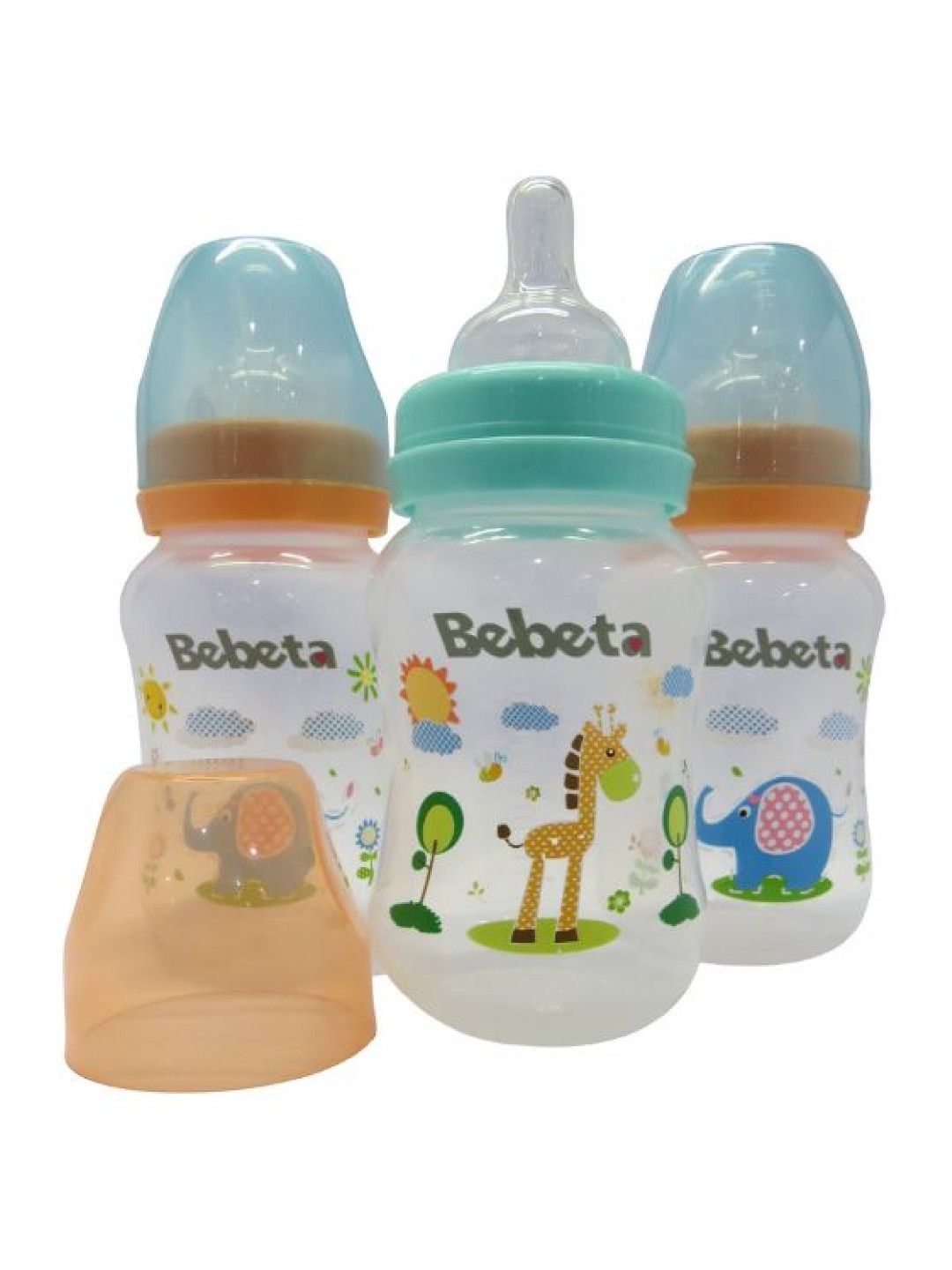 Bebeta Feeding Bottle with New Measurement Hood & silicone Nipple Wide Neck(9oz) - 3pcs (Blue- Image 4)