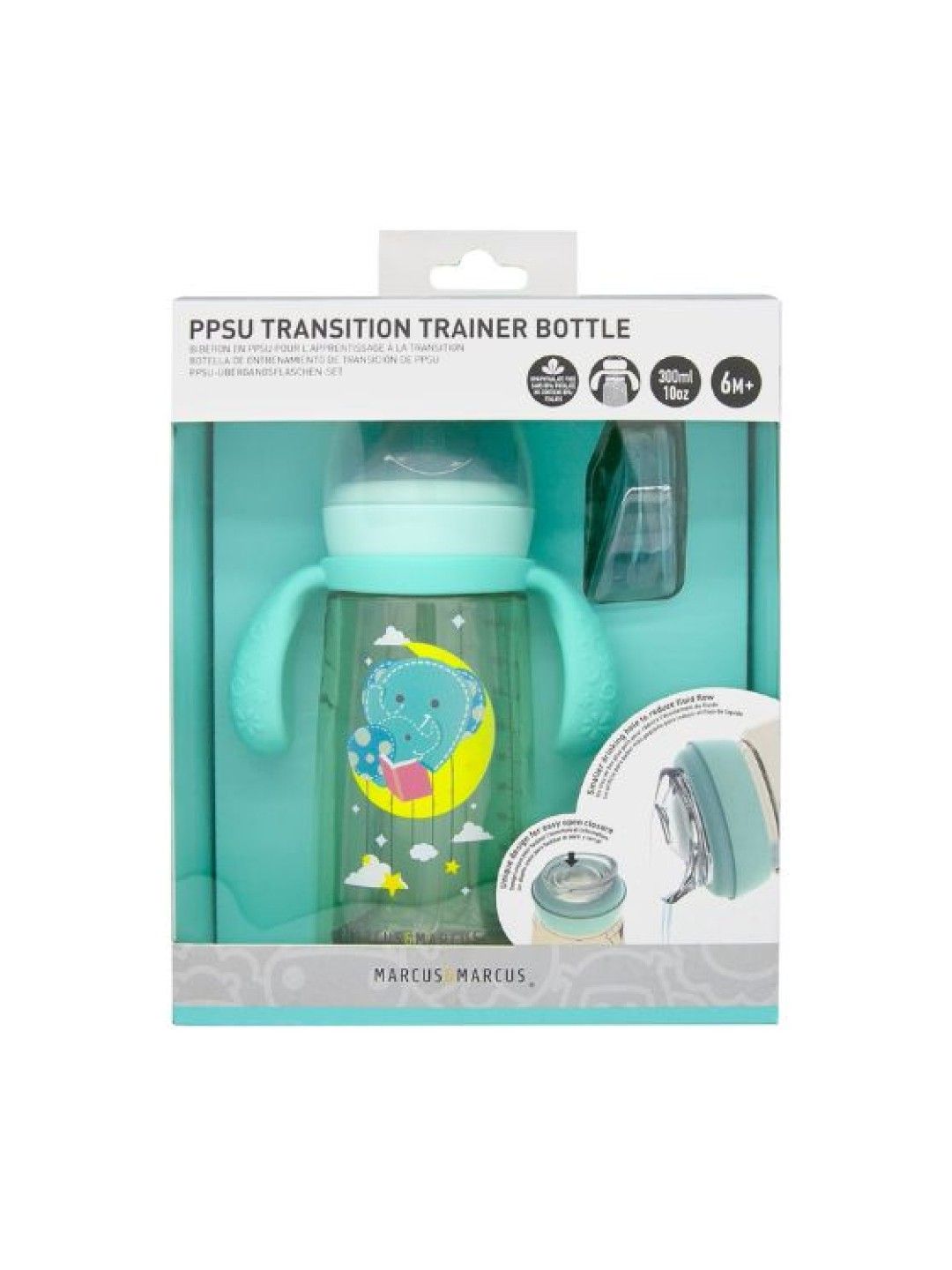 Marcus & Marcus PPSU Transition Straw Trainer Bottle Set (300ml) (Blue- Image 2)