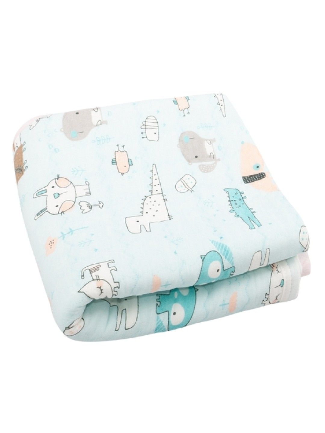 Kozy Blankie Large Reversible Quilt Blanket 100% Cotton - Blue Animal Friends (No Color- Image 1)