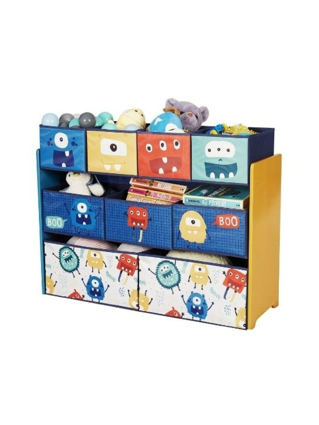 Harper & Chase Toy Organizer Shelf with Bins (Blue Monster Design)