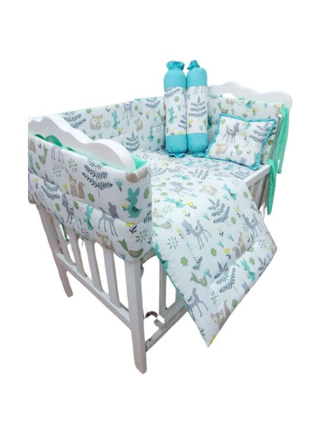QT Hub Crib Foam Mattress With Fitted Sheet (Foam with Cover) (Blue Woods- Image 1)