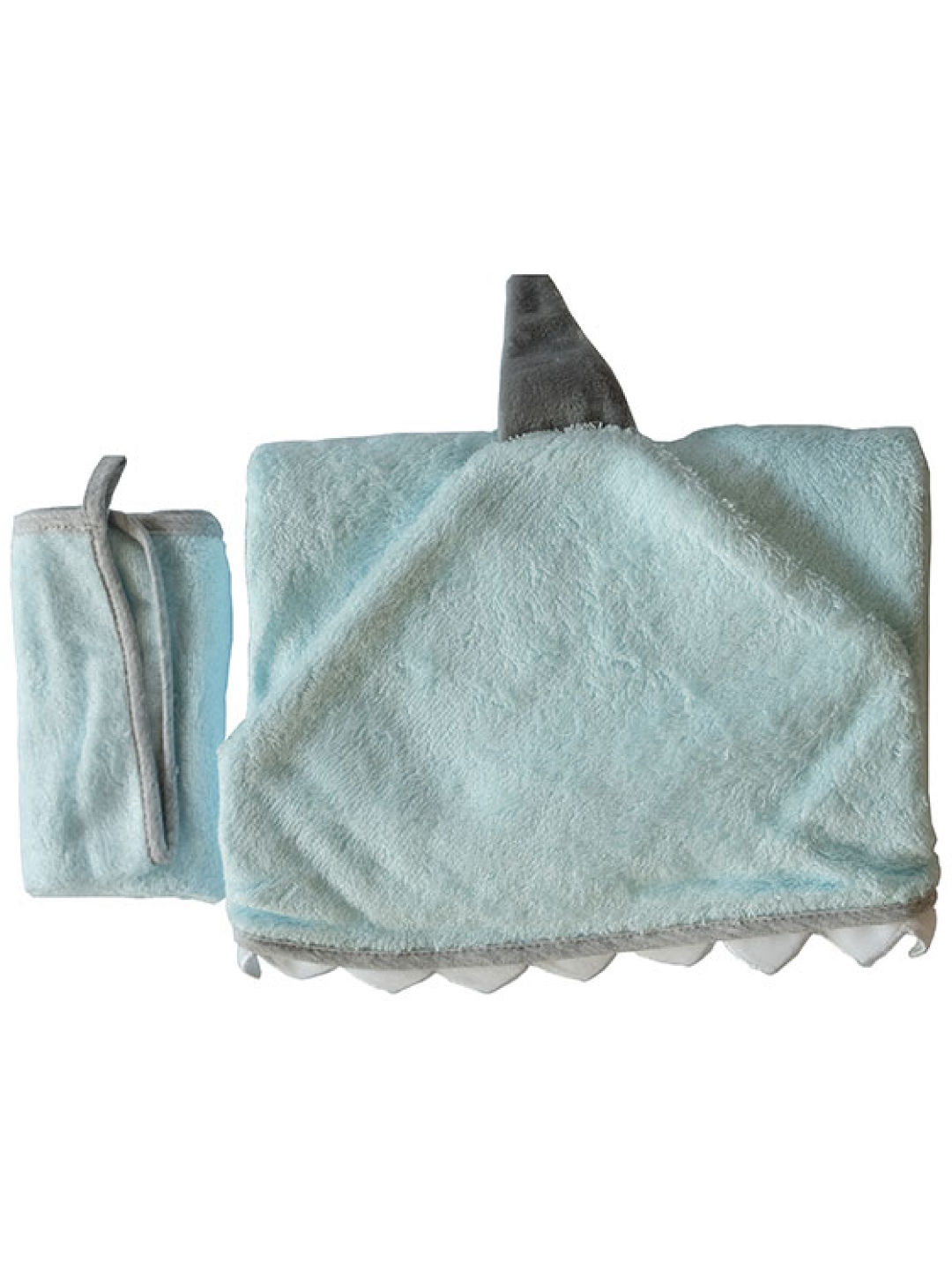 Nuborn Baby Essentials Bamboo Hooded Towel with Washcloth Set - Blue Shark