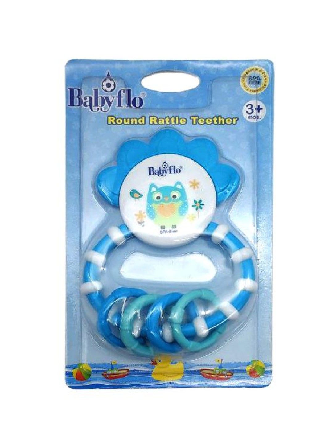 Babyflo Round Rattle Teether (Blue- Image 1)