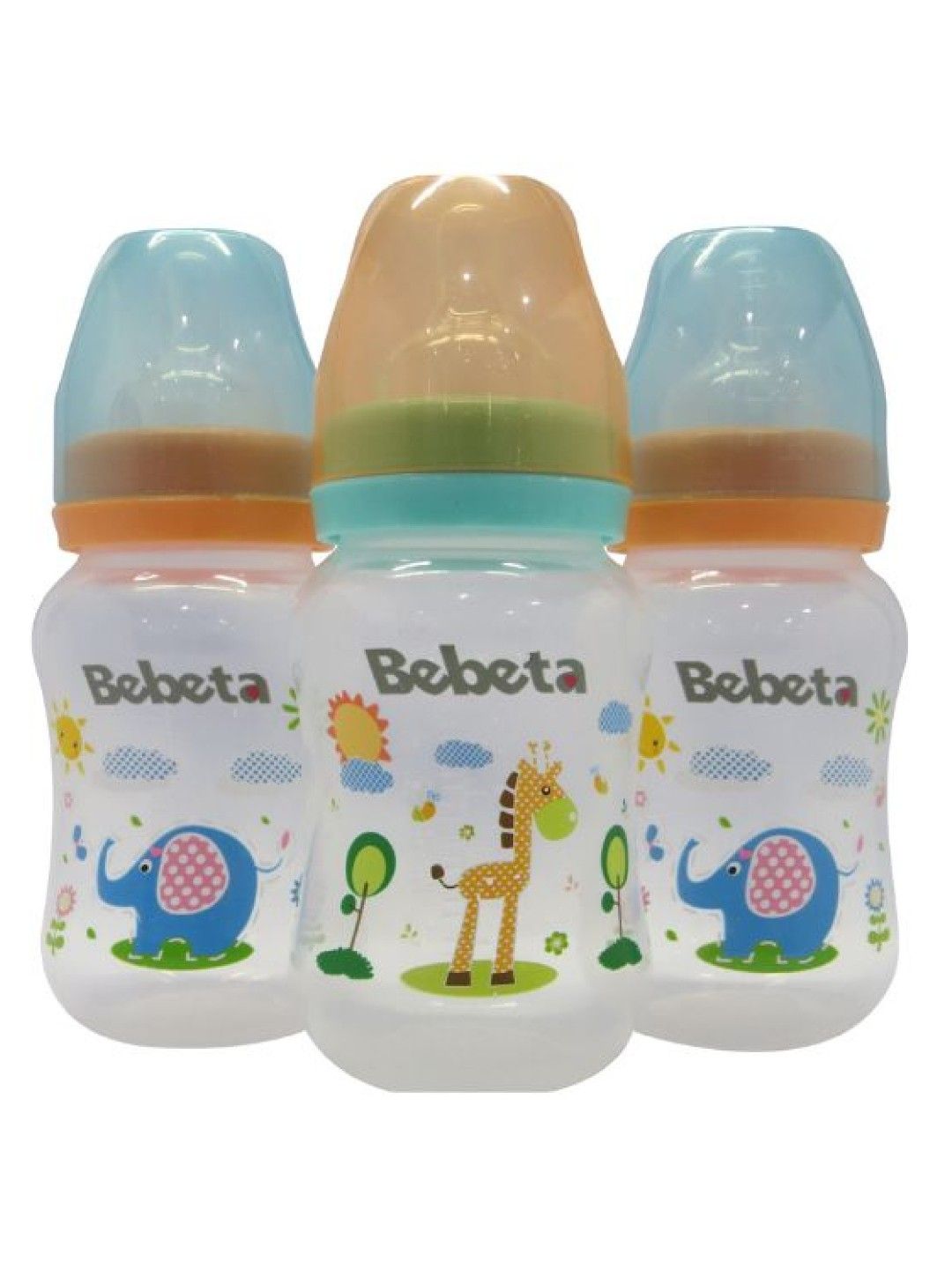 Bebeta Feeding Bottle with New Measurement Hood & silicone Nipple Wide Neck(9oz) - 3pcs (Blue- Image 1)