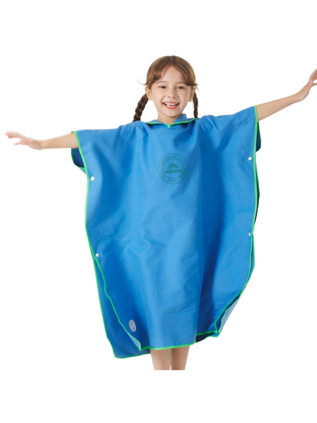 Mambo Vocool Hooded Poncho Towel - Plain (Blue- Image 2)