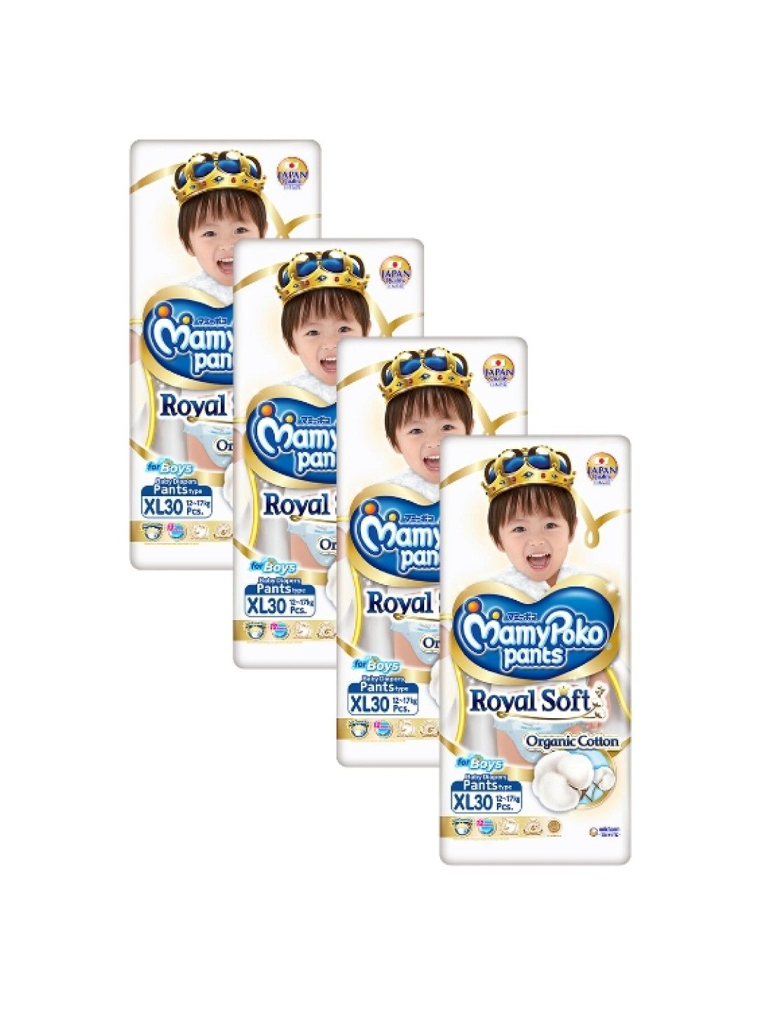 MamyPoko Royal Soft Organic Diaper Pants Boy XL 30s x 4 packs (120 pcs) (No Color- Image 1)