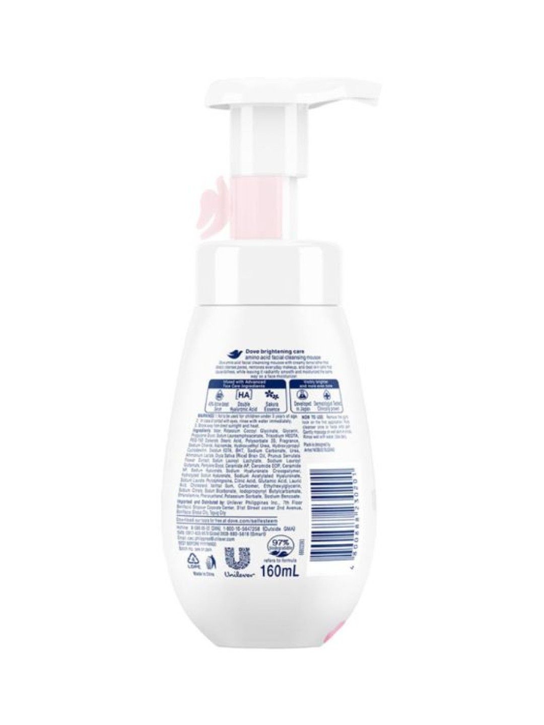 Dove Amino Acid Facial Cleansing Mousse (160ml) (Pink- Image 2)