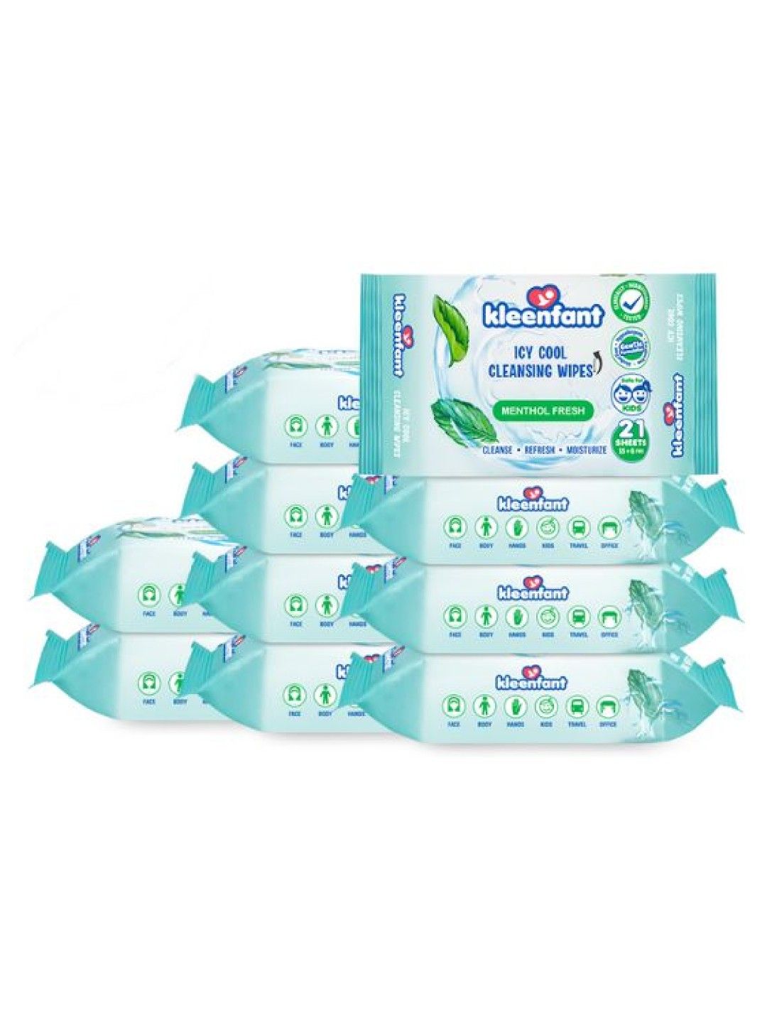 Kleenfant Menthol Scent Cleansing Wipes (21 Sheets) Pack of 10 (No Color- Image 1)